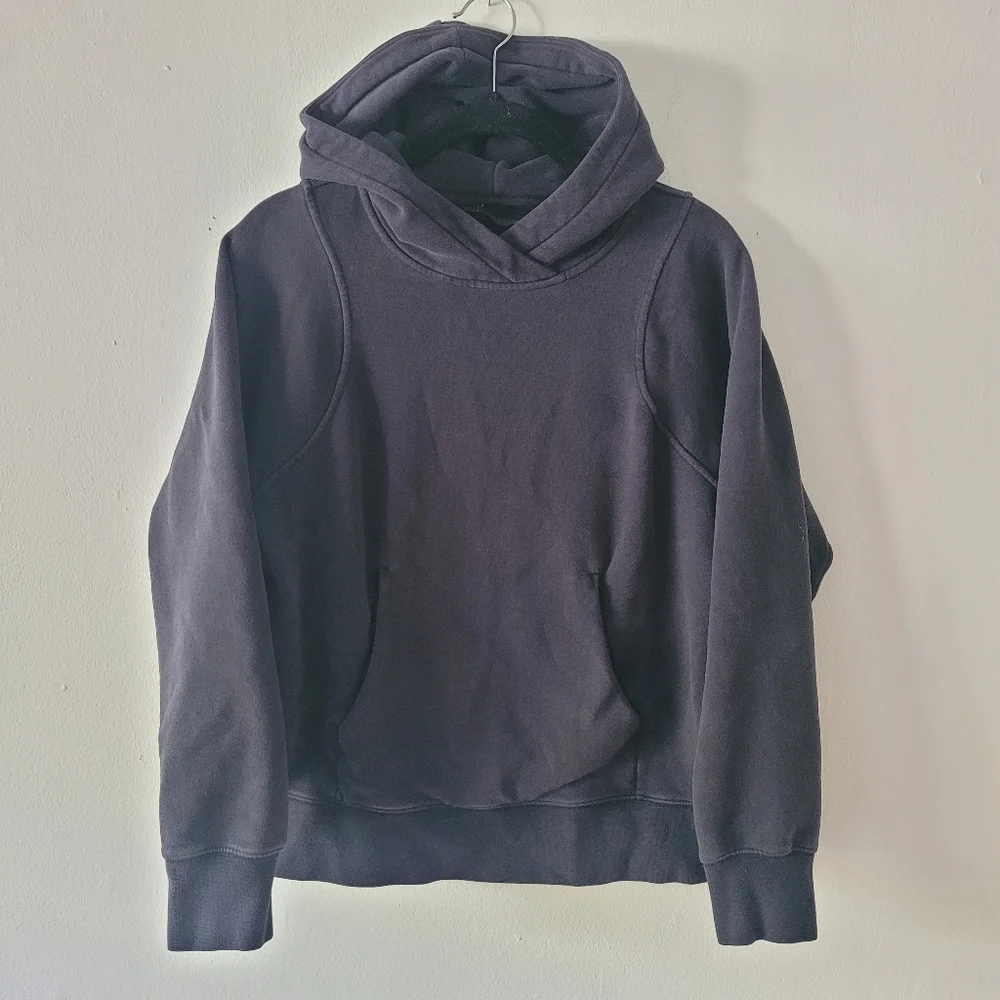 Lululemon Loungeful Hoodie‎ Sweatshirt Sz 6 Black Front Pocket Layer Warm Active